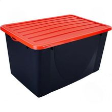 Product image of შესანახი ყუთი პლასტმასის  თავსახურით Aleana LLC შავი/ყავისფერი 40 ლ
