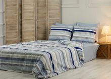 Product image of თეთრეული -  M&D DUVET COVER SET STRIPE DENIM / GREY 200x220 + 50x70 (2pcs)