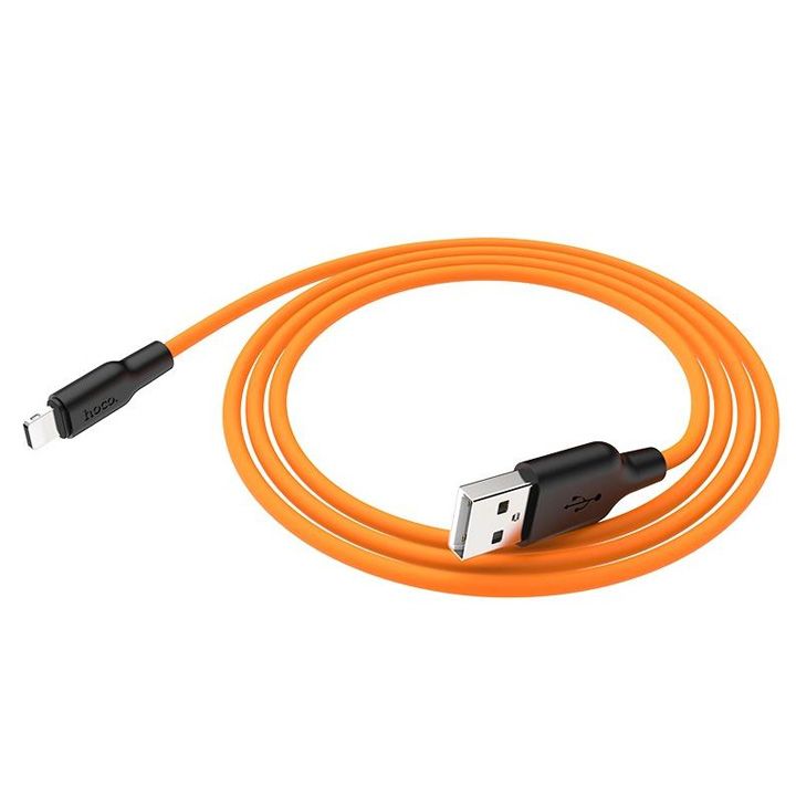 hoco-x21-plus-silicone-charging-cable-for-lightning-blackorange-photo-3
