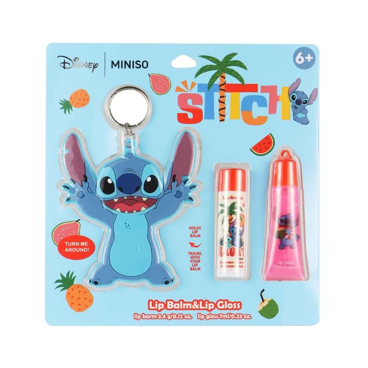 miniso-disney-lilo-stitch-collection-emollient-lip-balm-lip-gloss-silicone-cover-sabavshvo-tuchis-movlis-nakrebi