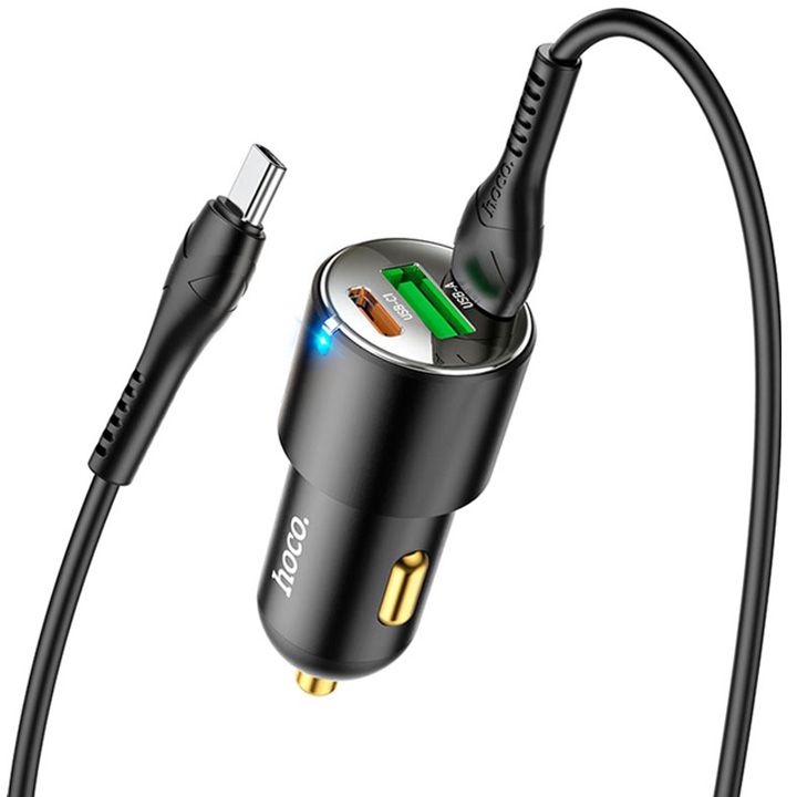 hoco-nz6-pd45w-3-port2c1a-car-charger-settype-c-to-type-c-black-photo-2