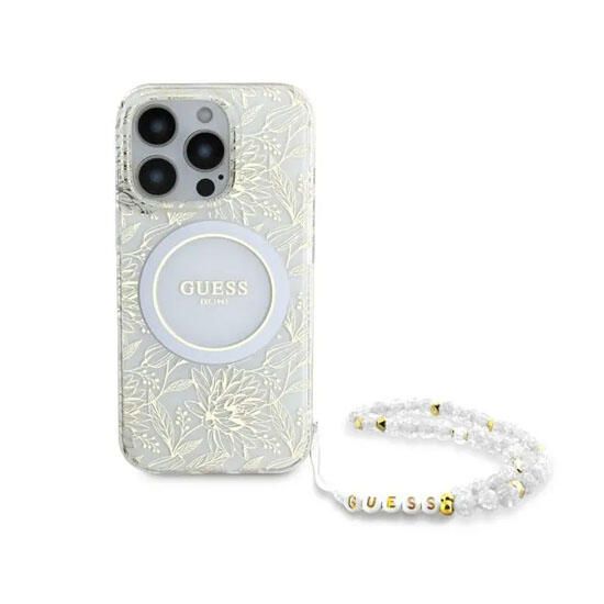 guess-magsafe-iml-case-pearl-strapelectroplated-flower-iphone-16-pro-guhmp16lhcpofph-transparent-mobiluri-telefonis-qeisi