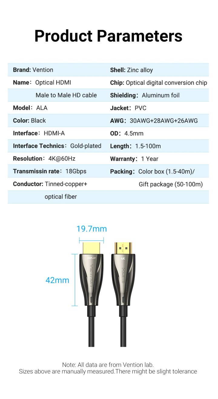 vention-alabad-optical-hdmi-male-to-male-hd-cable-100m-black-zinc-alloy-type-hdmi-kabeli-photo-2