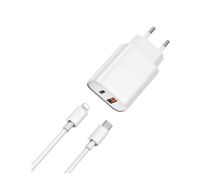 Product image of WiWU PD+ QC Charger+ Cable Sets
 EU plug+ C to L
 Wi-U002 C-L White