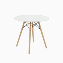 Product image of სასადილო მაგიდა ხის ფეხებით HSF-1027 (white) 80cm dia