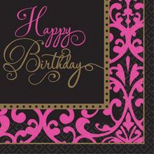 Product image of ხელსახოცები ჟოლოსფერი-შავი Happy Birthday