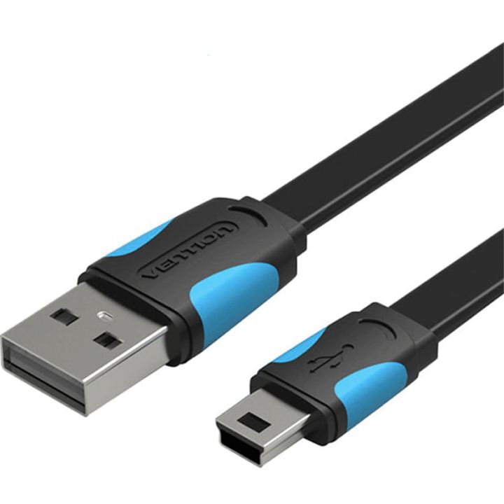 vention-vas-a14-b050-flat-usb20-a-male-to-mini-5-pin-male-cable-05m-black