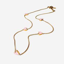 Product image of ტიტანის მოოქროვილი ყელსაბამი ვარდისფერი გულებით