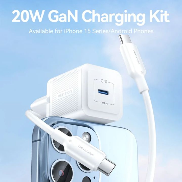 vention-tz-fepw0-eu-01-1-port-usb-c-gan-charger-20w-with-usb-c-to-usb-c-cable-1m-eu-plug-white-photo-2