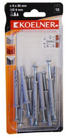 Product image of დიუბელი-ლურსმანი 6x50 მმ Koelner 10 ც B-FXK-06L050  ბლისტი