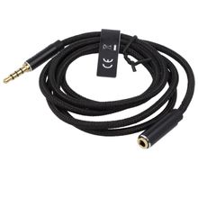 Product image of VENTION BHCBF Cotton Braided TRRS 3.5mm Male to 3.5mm Female Audio Extension Cable 1M Black Aluminum Alloy Type