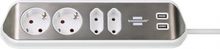 Product image of დამაგრძელებელი კუთხე 4 Brennenstuhl 2მ 2 USB ვერცხლისფერი თეთრი
