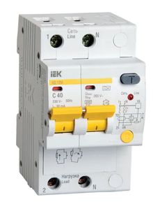 Product image of დიფერენციალური ავტომატი AD12M 2R C40 30mA IEK