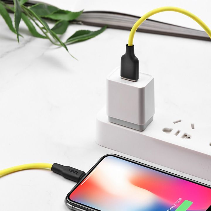 hoco-x21-plus-silicone-charging-cable-for-lightning-blackyellow-photo-2