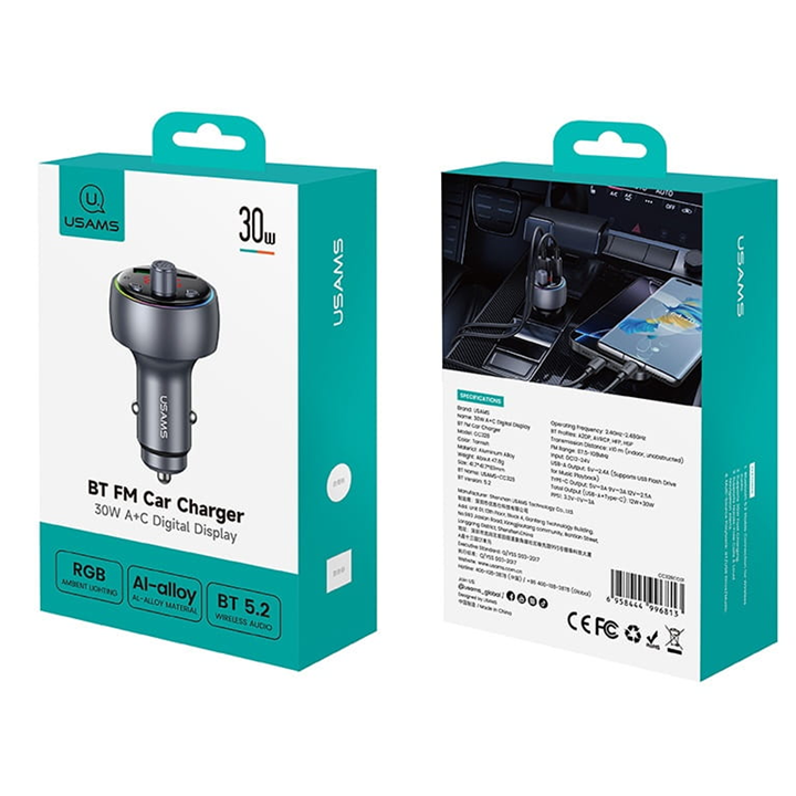 usams-cc328-30w-ac-digital-display-bt-fm-car-charger-fm-modulatori
