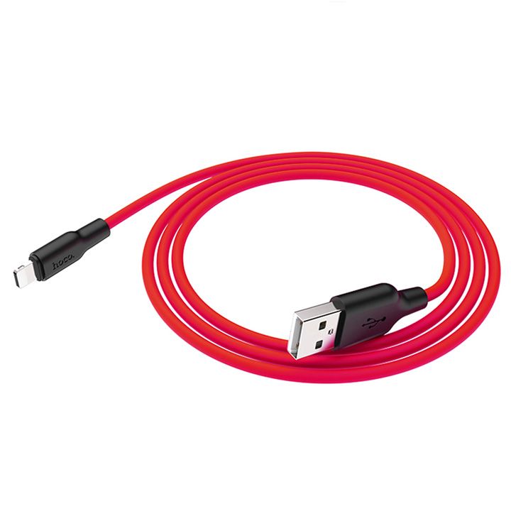 hoco-x21-plus-silicone-charging-cable-for-lightning-blackred-photo-3