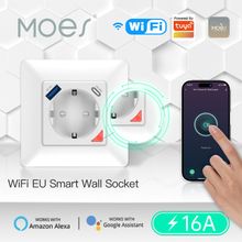 Product image of Moes WK-Y-EU-1U1C-WH-EN Wi-fi ჭკვიანი როზეტი სწრაფი დამტენი Type C და USB პორტით თეთრი