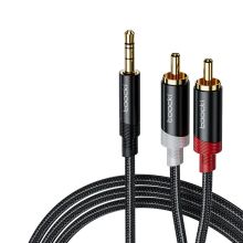 Product image of აუდიო კაბელი Toocki Stereo Y-Splitter Cable 3.5mm Jack to 2RCA Male Aux Cord, 2M, Black, TYPX4-MYA01