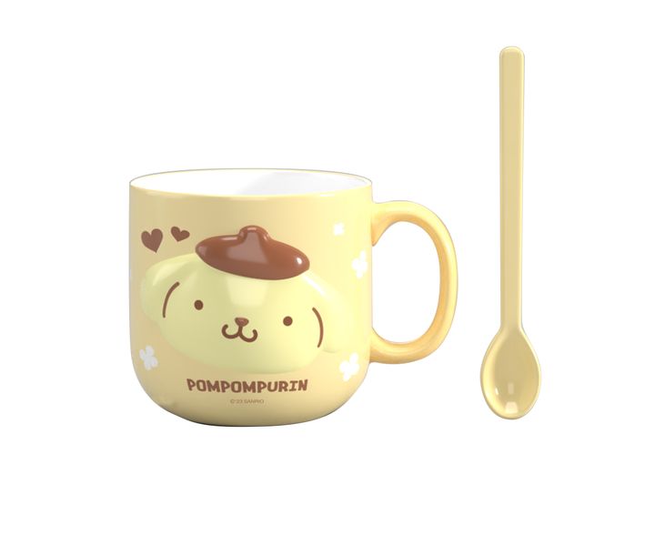keramikis-chiqasanrio-characters-embossed-ceramic-cup-with-spoon-450ml-pompompurin