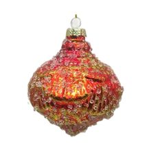 Product image of Sparkling Christmas Collection Glass Orange Drawing Glitter Ball Pendant ნაძვის ხის სათამაშო
