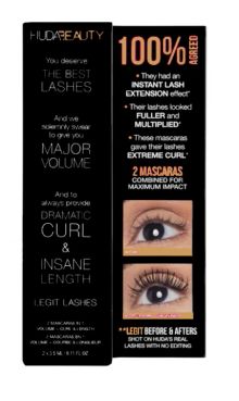 Product image of Huda Beauty Legit Lashes Mascara Very Vanta Extreme Black 2 x 3.5ml ტუში