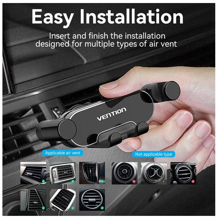 vention-kceh0-auto-clamping-car-phone-mount-with-duckbill-clip-gray-crossbar-type-photo-4