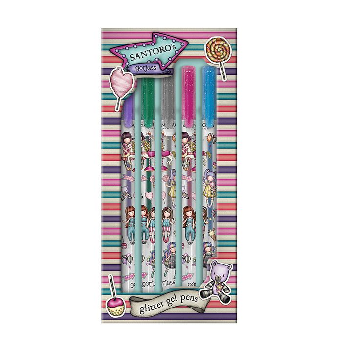 SANTORO Gorjuss Fairground Carousel Gelstifte Set – 5 Stück, Glänzend, Mehrfarbig