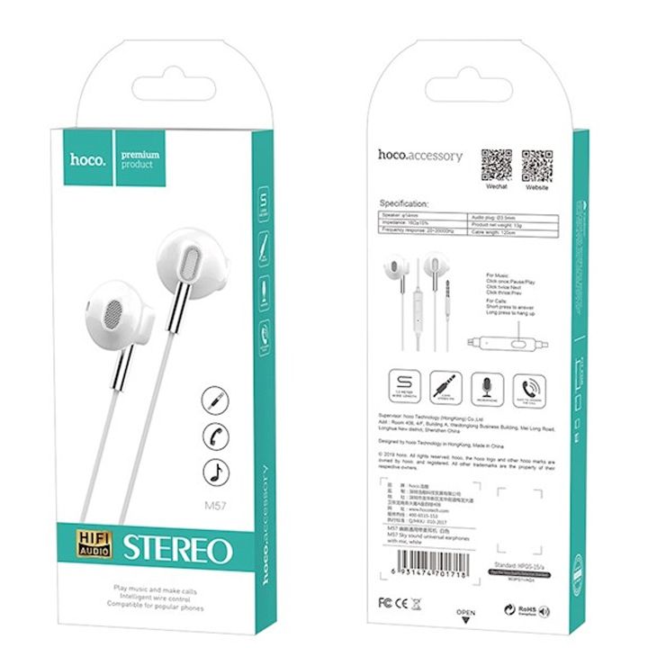 hoco-m57-sky-sound-universal-earphones-with-mic-white-photo-3