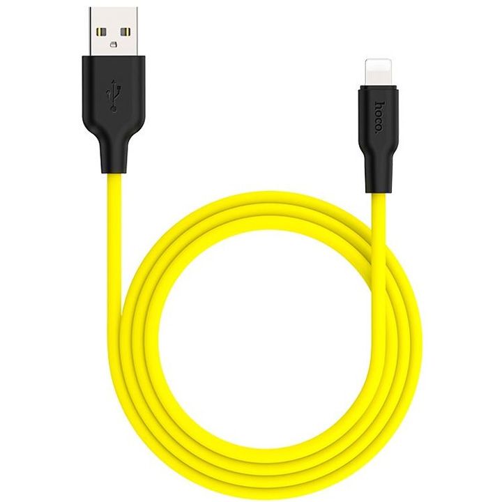 hoco-x21-plus-silicone-charging-cable-for-lightning-blackyellow-photo-3
