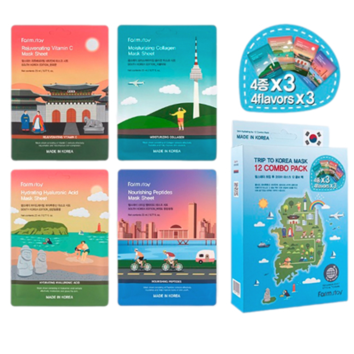 farmstay-trip-to-korea-mask-12-combo-pack-collagen-hyaluronic-acid-vitamin-peptide-sakhis-nighabi-photo-2