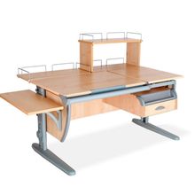 Product image of სამეცადინო მაგიდა ერგო უნივერსალი SUT17, ტუმბო TCH 07, გვერდითა თაროთი, უკანა ერთ და ორ იარუსიანი თარო