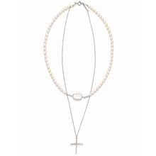 Product image of თეთრი ჩოკერი ვერცხლის ჯვრით