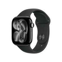 Product image of Apple Watch Series 11 GPS 42mm Jet Black Aluminium Case With Black Sport Band MEQU4 M/L სმარტ საათი
