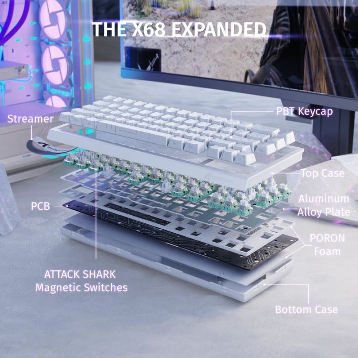 attack-shark-keyboard-magnetic-x68-he-8khz-gaming-klaviatura-photo-3