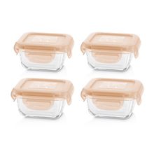 Product image of Miniland SET 4 NATURSQUARE bunny მინის ოთხკუთხედი კონტეინერები