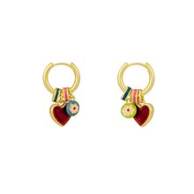 Product image of ოქროსფერი საყურე ფერადი დეტალებით