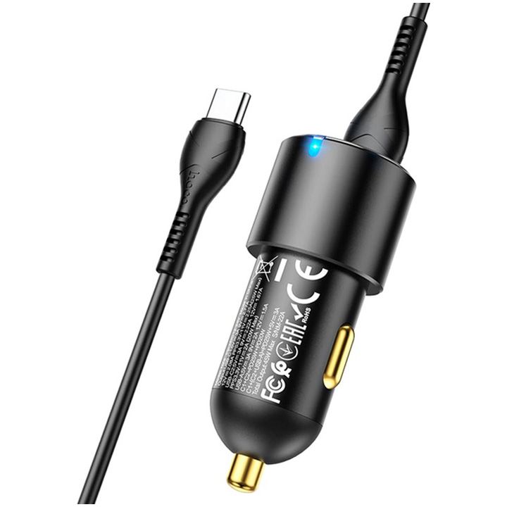 hoco-nz6-pd45w-3-port2c1a-car-charger-settype-c-to-type-c-black-photo-4
