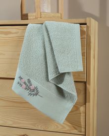 Product image of Manamo  Tiny Rose  ხელის პირსახოცი ბამბის ღია მწვანე ნაქარგით 30x50 სმ