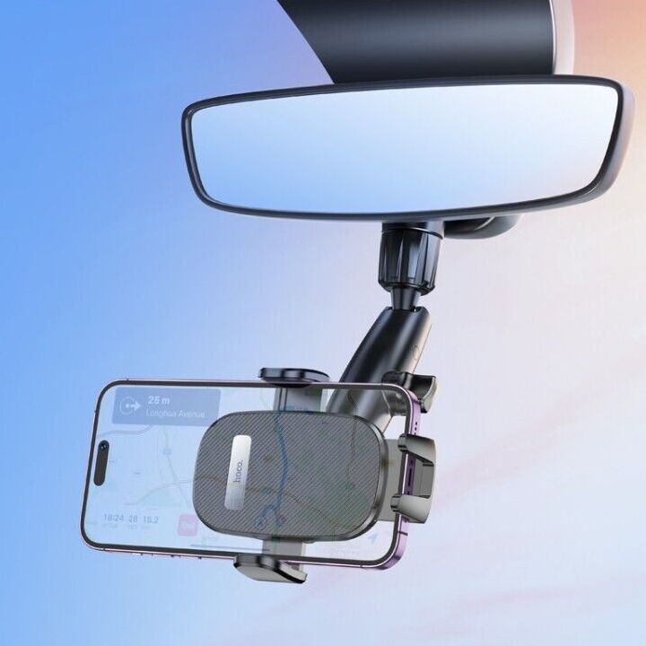 hoco-h17-waves-rearview-mirror-car-holder-carbblack-photo-3