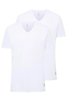 Product image of U.S. Polo Assn. 90001 კაცის V მაისური მოკლე მკლავით XTRA ზომა 2 ცალი (თეთრი)