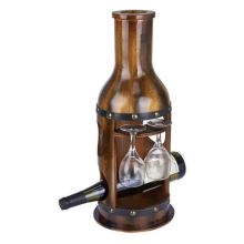 Product image of GOLDEN CHILD 8055-W ძვირადღირებული ხის სადგამი + ღვინის ბოთლები და 2 ჭიქა