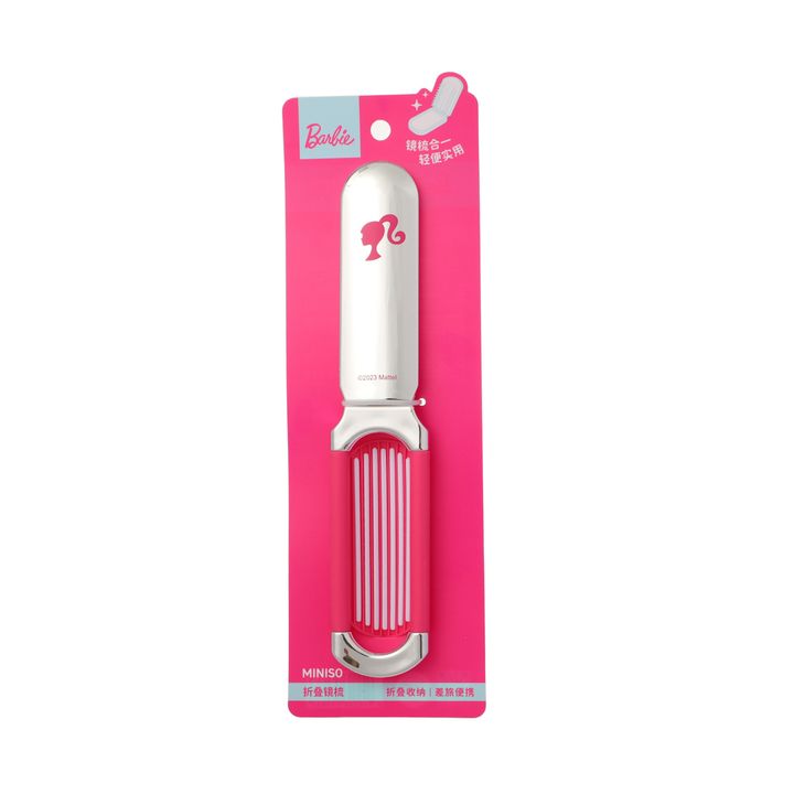 miniso-barbie-shining-collection-hair-brush-with-mirror-savartskheli