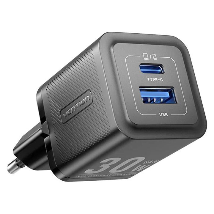 vention-feqb0-eu-2-port-usb-c-a-gan-charger-30w30w-eu-plug-black-photo-2