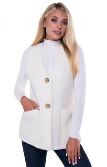 Product image of ჟილეტი 'ოფის ლაითი' ნატურალური შალი ვანილი თეთრი