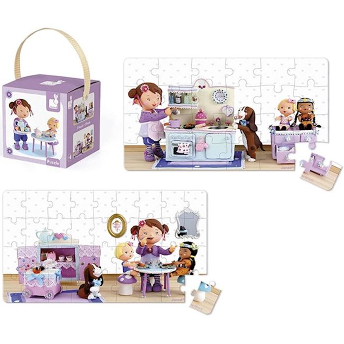 satamasho-fazli-janod-set-of-2-puzzles-lola-arranges-a-tea-party-j02769
