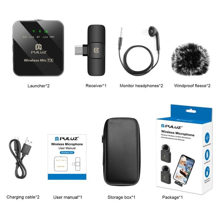puluz-wireless-microphone-2x-usadeno-samkerde-mikrofoni-photo-2