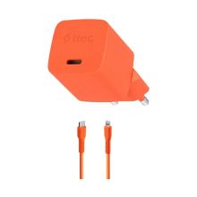 Product image of TTEC SMARTCHARGER GAN 20W PD TRAVEL FAST CHARGER + USB-C -LIGHTNING CABLE 120CM, NEON ORANGE 2SCG20LNT ადაპტერი