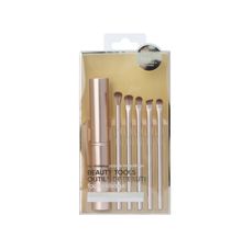 Product image of მაკიაჟის ფუნჯების ნაკრები/Portable Eye Makeup Brushes Set with Holder (5 pcs, Gold)