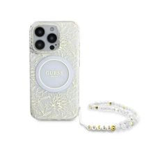 Product image of Guess Magsafe IML Case Pearl Strap&Electroplated Flower iPhone 16 Pro GUHMP16LHCPOFPH Transparent მობილური ტელეფონის ქეისი