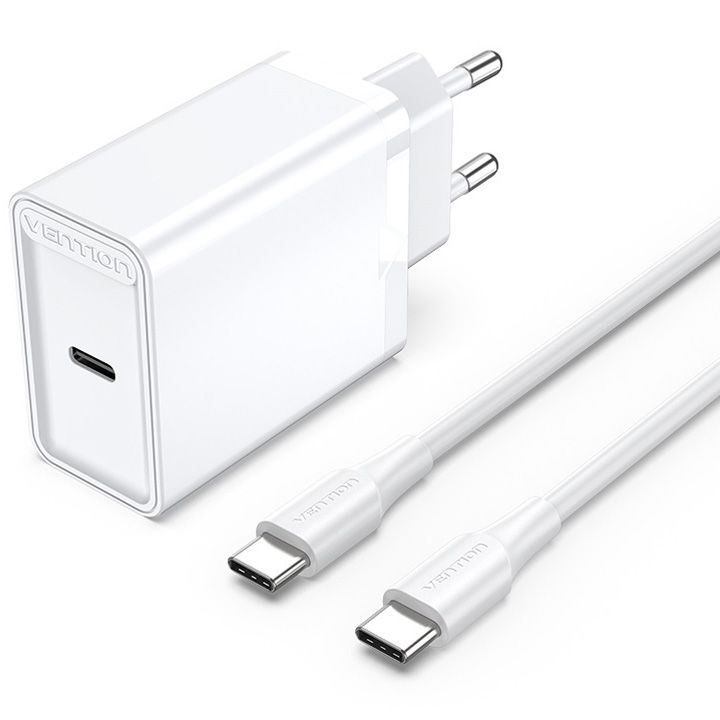 vention-fahwf-eu-1-port-25w-usb-c-wall-charger-with-usb-c-cable-eu-plug-white-photo-2